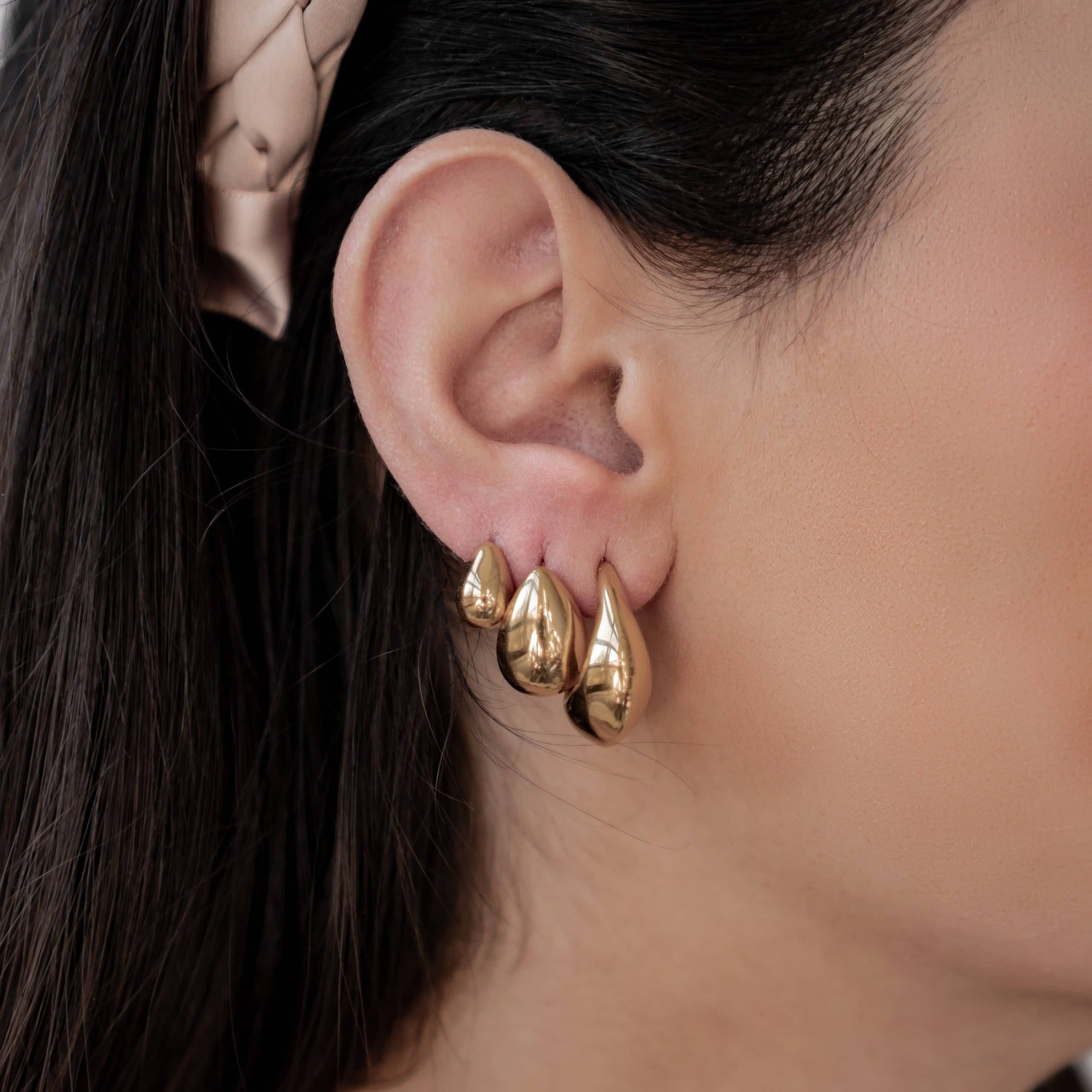 Medium Dome Hoop Earrings Stainless Steel